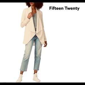 Fifteen Twenty cream leather patch jacket